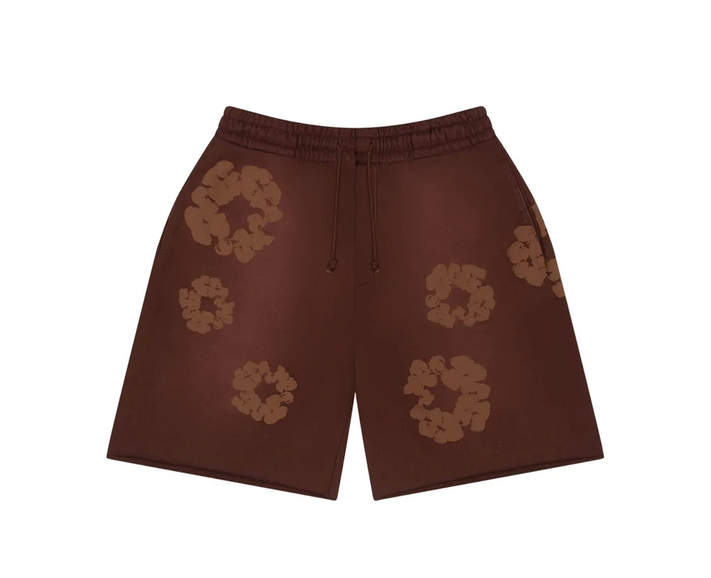 Denim Tear Mono Cotton Wreath Shorts Brown
