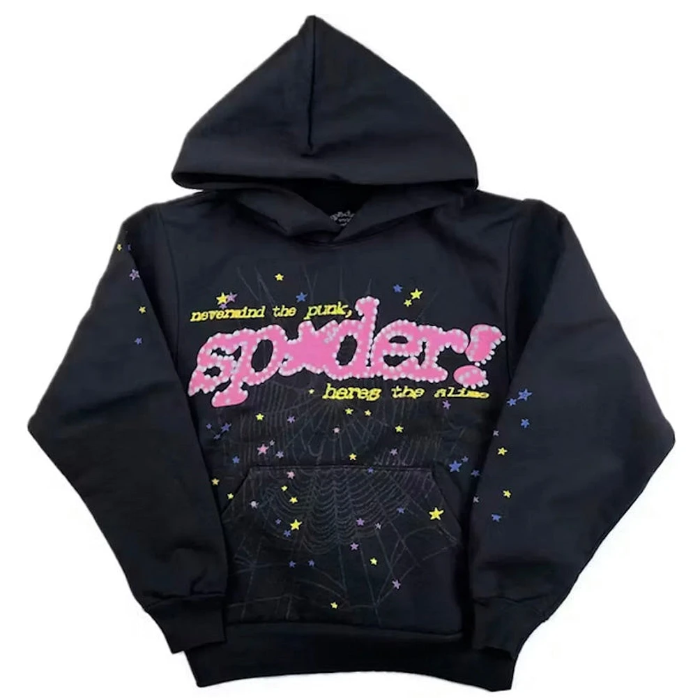 Sp5der P*nk Hoodie Black V2