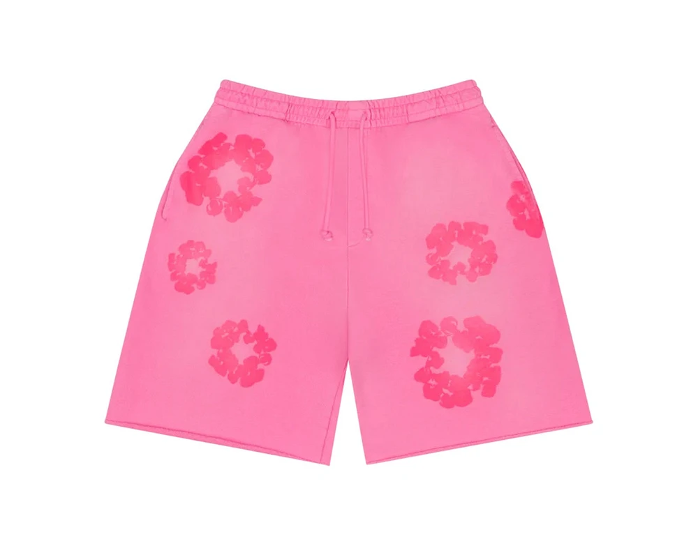 Denim Tear Mono Cotton Wreath Shorts Pink