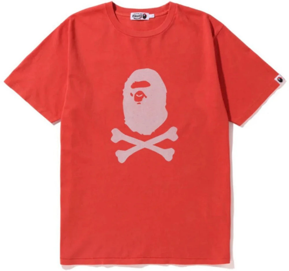 Bape Ape Crossbone Overdye Tee Red