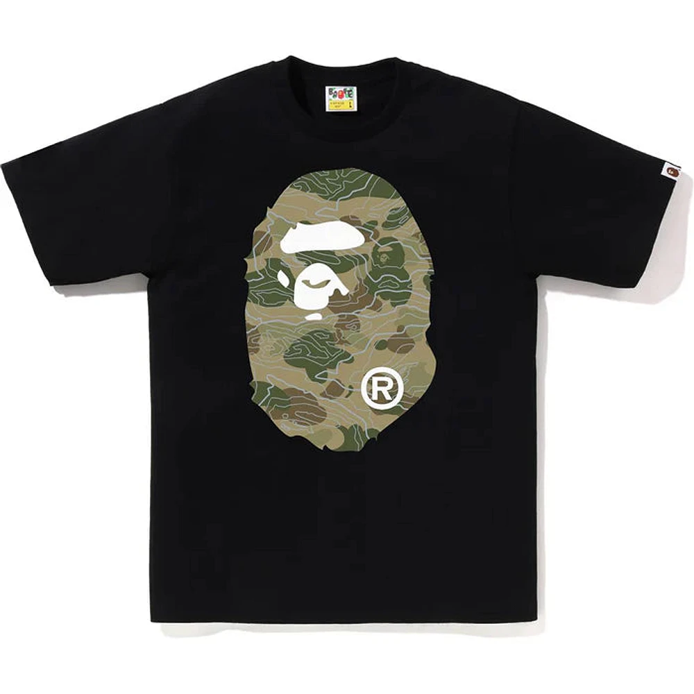 BAPE Layered Line Camo Big Ape Head Tee 'Black'