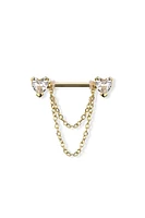 Chained Heart Crystal Nipple Barbell 14g