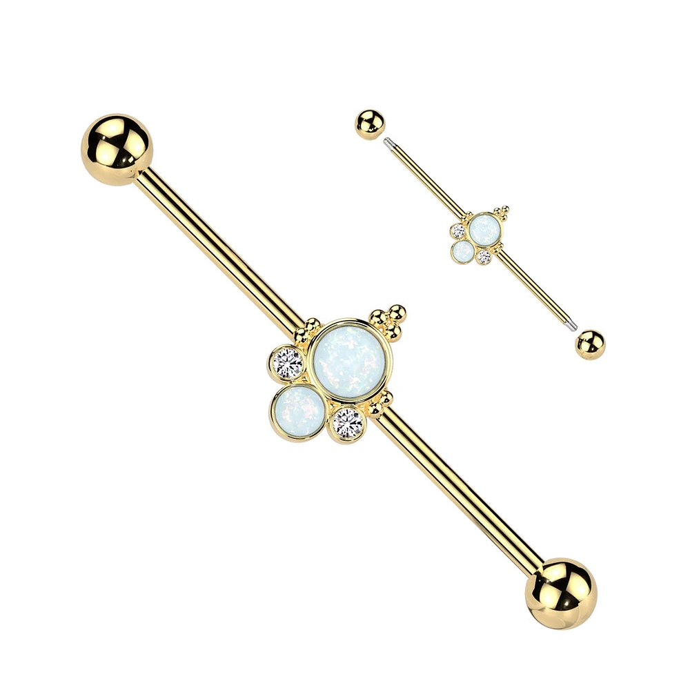 Opal Dotwork Fancy Industrial Barbell 14g