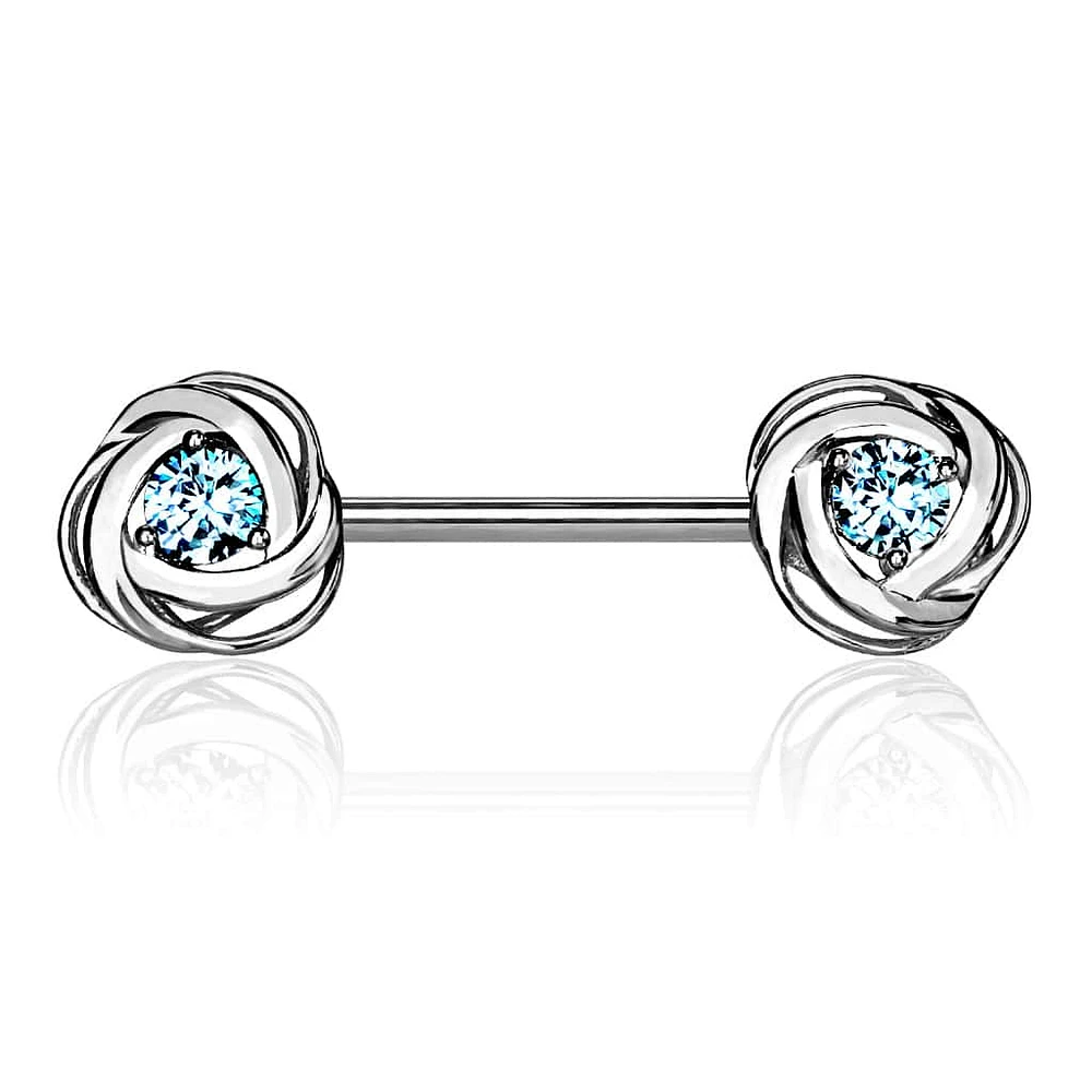 Wrapped Claw-Set Crystal Nipple Barbell 14g