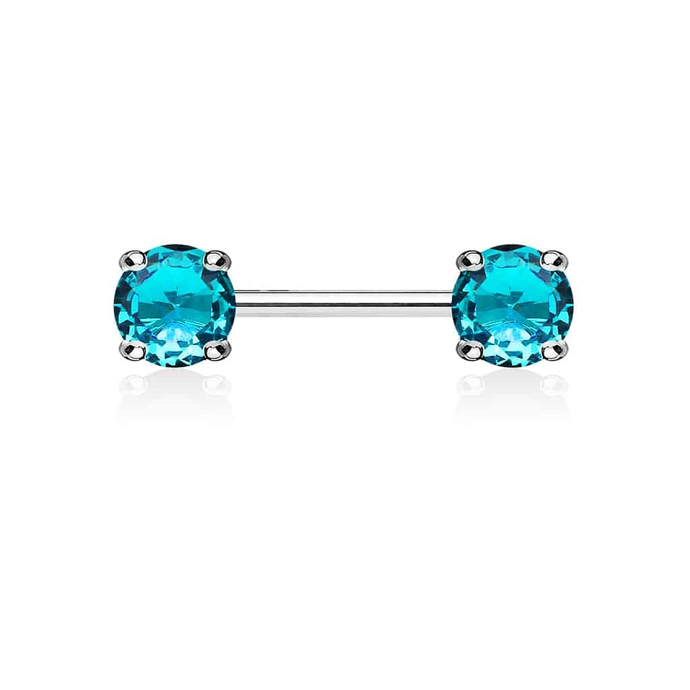 Claw-Set Crystal Nipple Barbell 14g