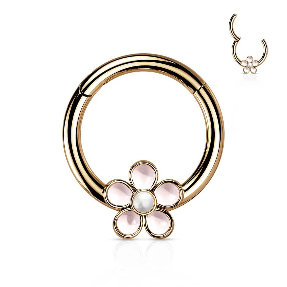 PREMIUM Pearl Flower Segment Ring 16g