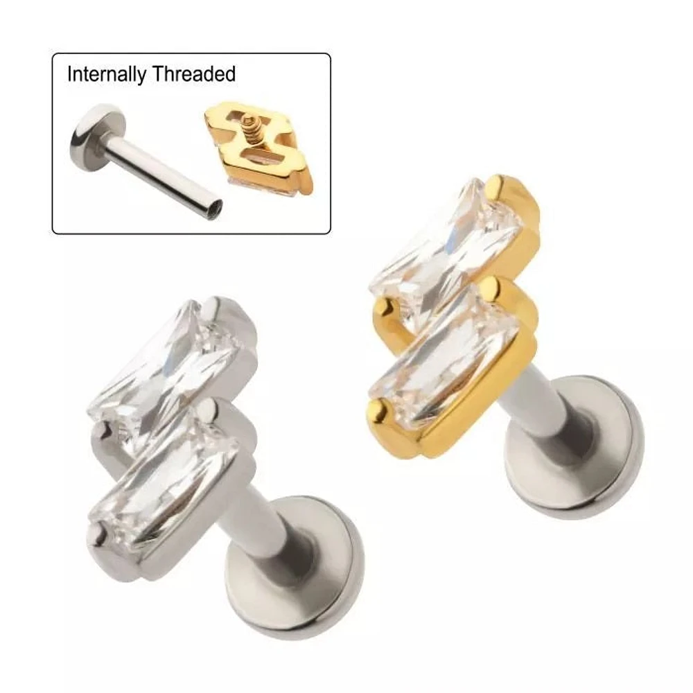 2 Baguette Shape Jewels Cartilage