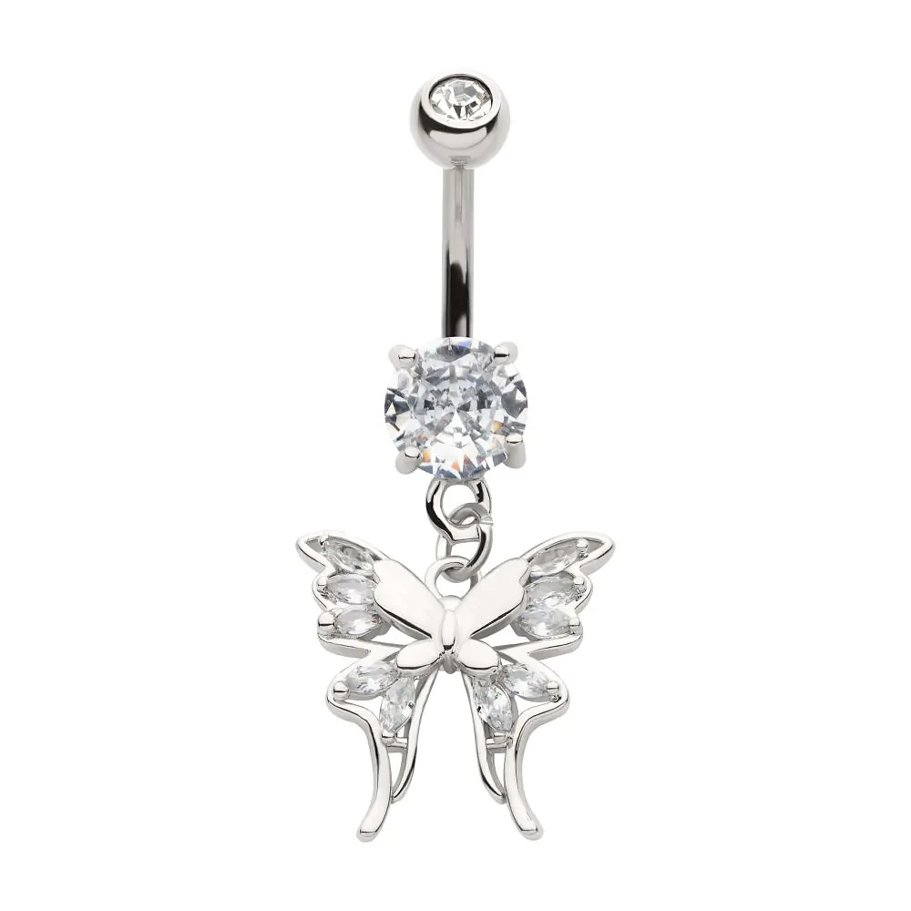 Butterfly Marquise Gems and Plain Navel