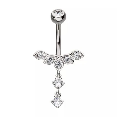 5 Petal With 2 Prong Gem Dangle