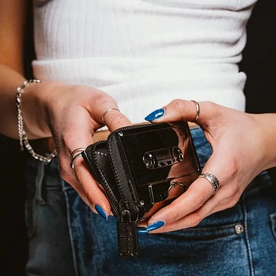 Retro 80s Cassette Tape Black Wallet
