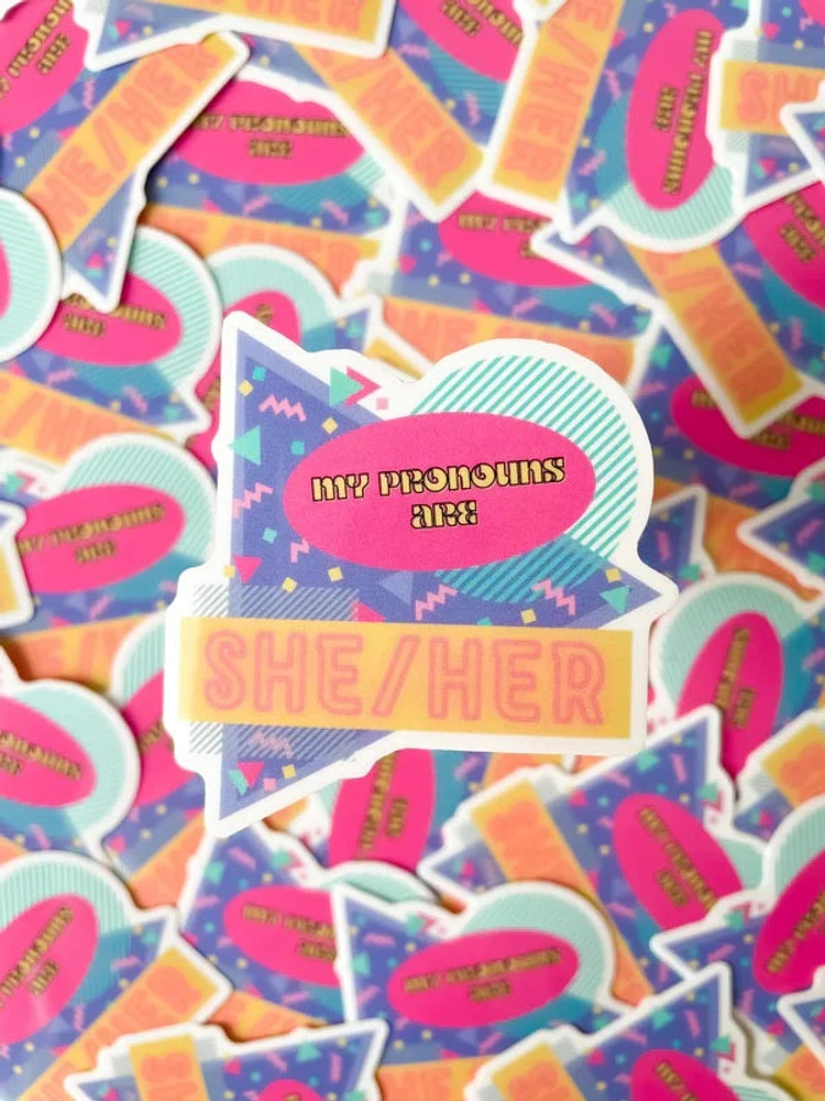 90s She / Her Pronoun Sticker