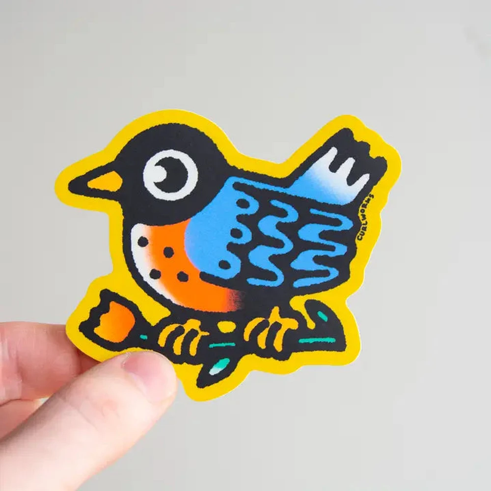 American Robin With Tulip Sticker