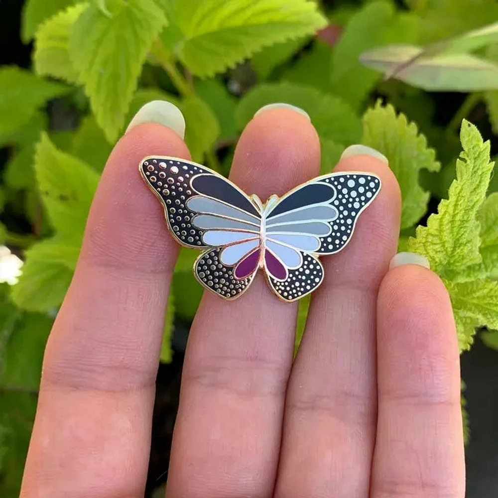 Orgullo de mariposa asexual Chapa