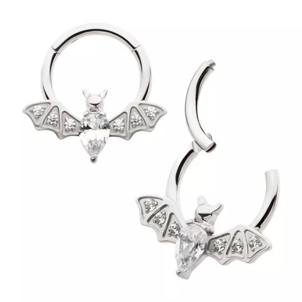 16g Bat With Tear Gem Hinged Hoop
