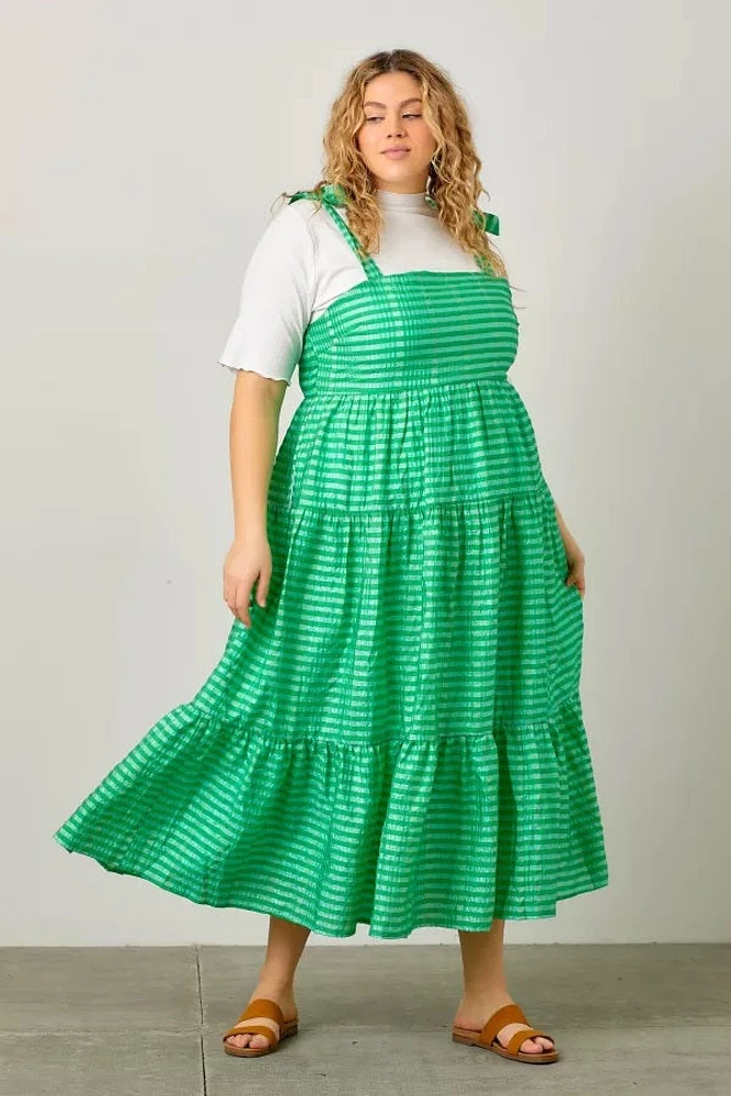 Gingham Shoulder Tie Dress