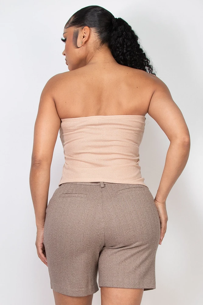 Mesh Dot Foil Ruched Hem Top