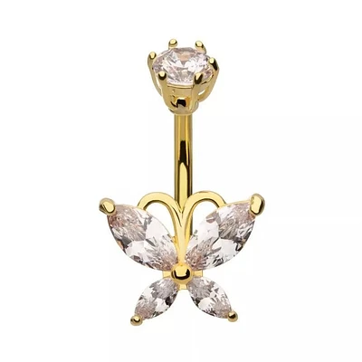 Mini Butterfly Crown Prong Top Navel
