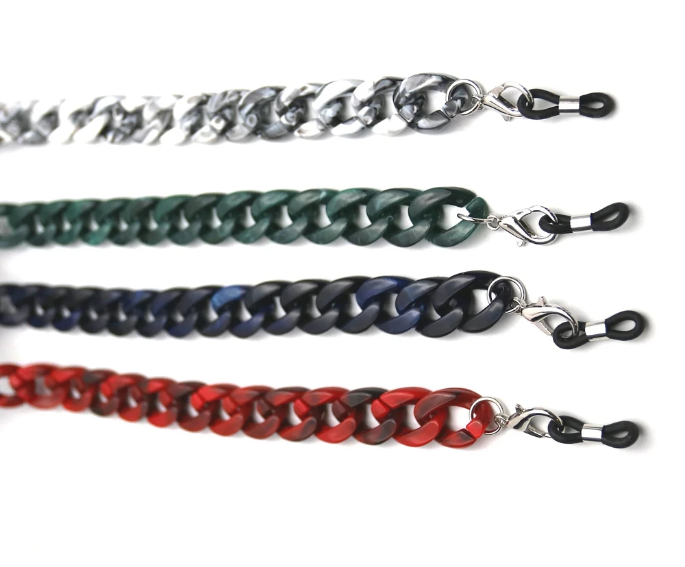 Soporte para gafas jaspeado con eslabones de cadena ancha