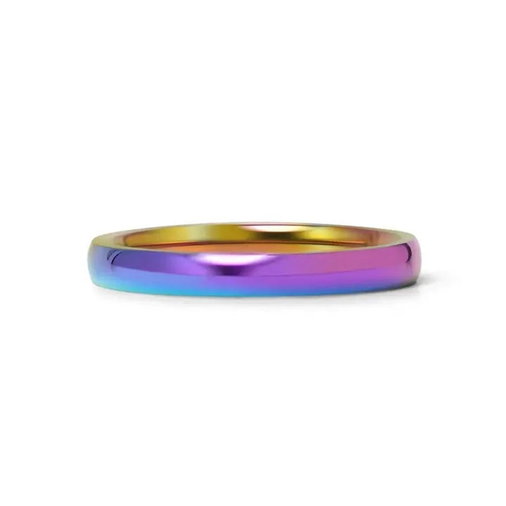 Rainbow Stainless Steel Blank Ring 3mm