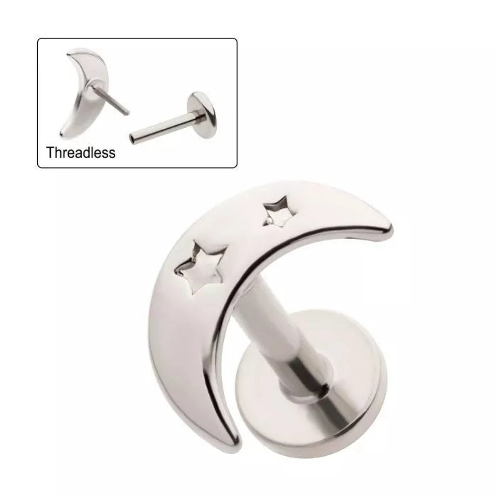 18g Crescent Moon With Star Cutouts