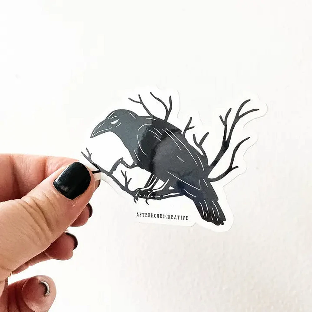 Crow On Branch Sticker