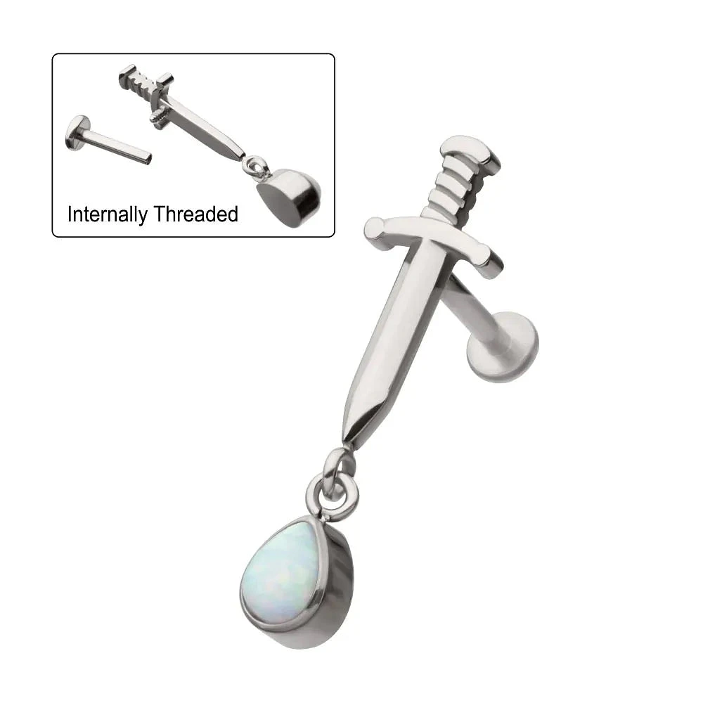 Dagger Opal Teardrop Internally Threaded Labret