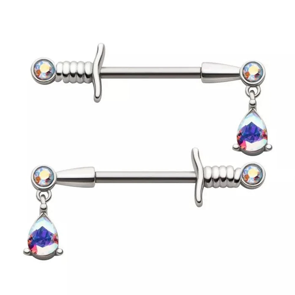 Dagger With Tear Dangle Nipple Bar