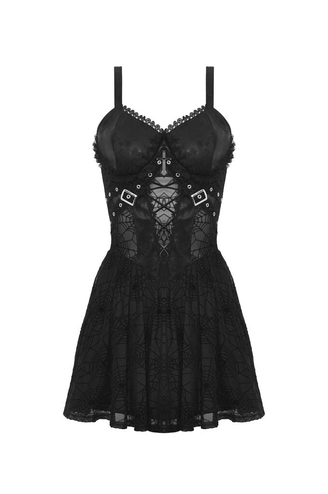 Spider Mesh See Through Strap Dress