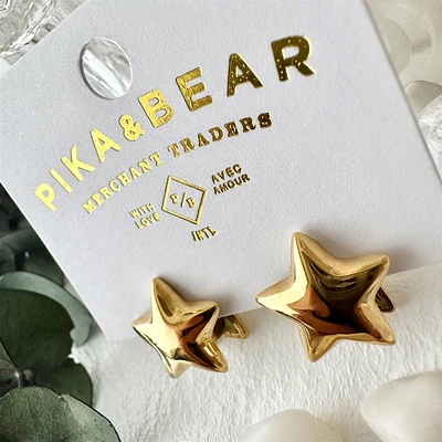 Spite Double Star Stud Earrings Gold