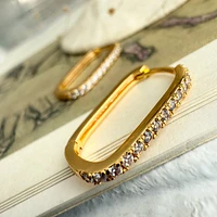 Bialto Zircon Paperclip Hoop Earrings Gold