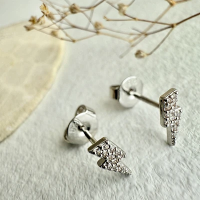Silver Ride The Lightning Stud Earrings