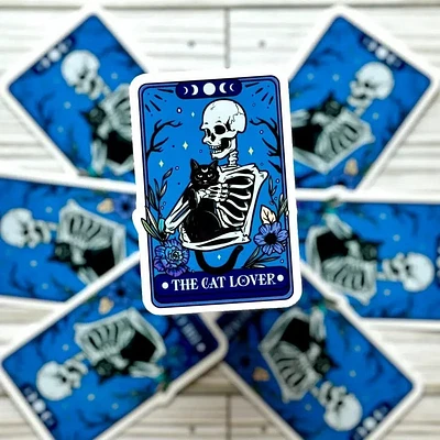 La carta del tarot amante de los gatos Pegatina