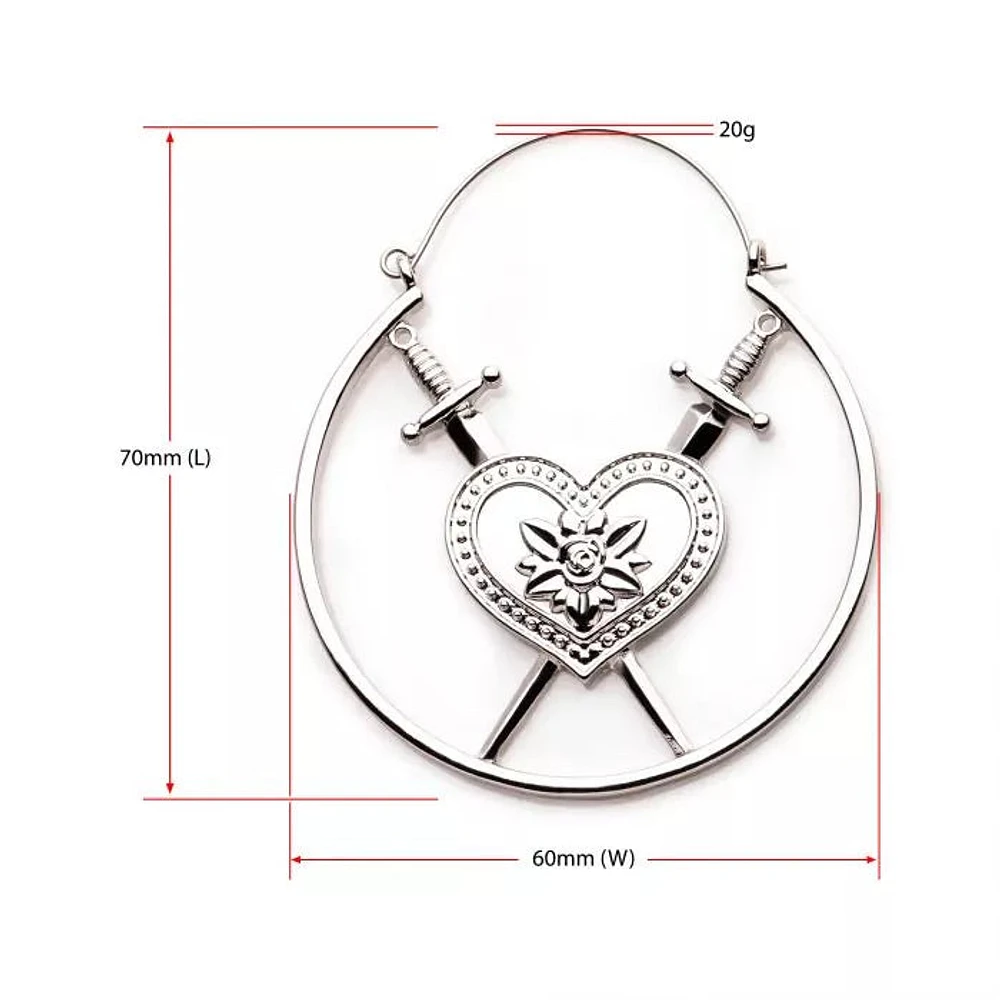 Heart Rose with Dagger Plug Hangers