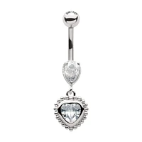 Heart And Tear Gem Beaded Edge Dangle