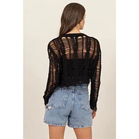 Distressed Knit Cropped Sweater