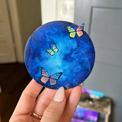 Holo Butterflies And Moon Sticker