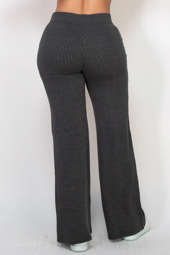 Ribbed Fit & Flare Pants