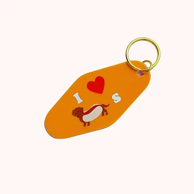 I Love Weiner Dogs Motel Tag Keychain