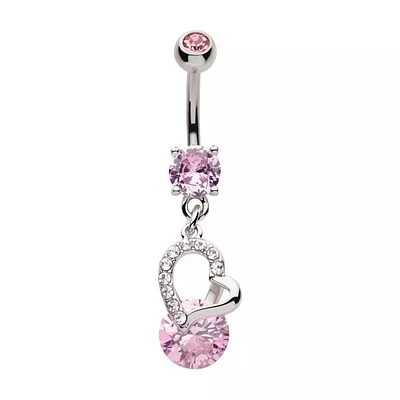 Multi Gem Heart Dangle Navel