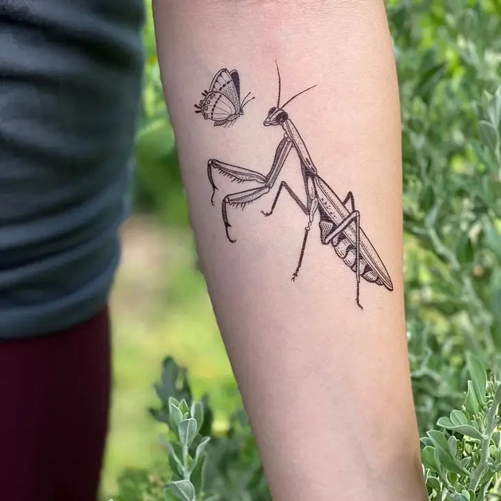 Praying Mantis Temporary Tattoo