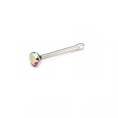 22g Bezel Set 2mm Iridescent Nose Bone