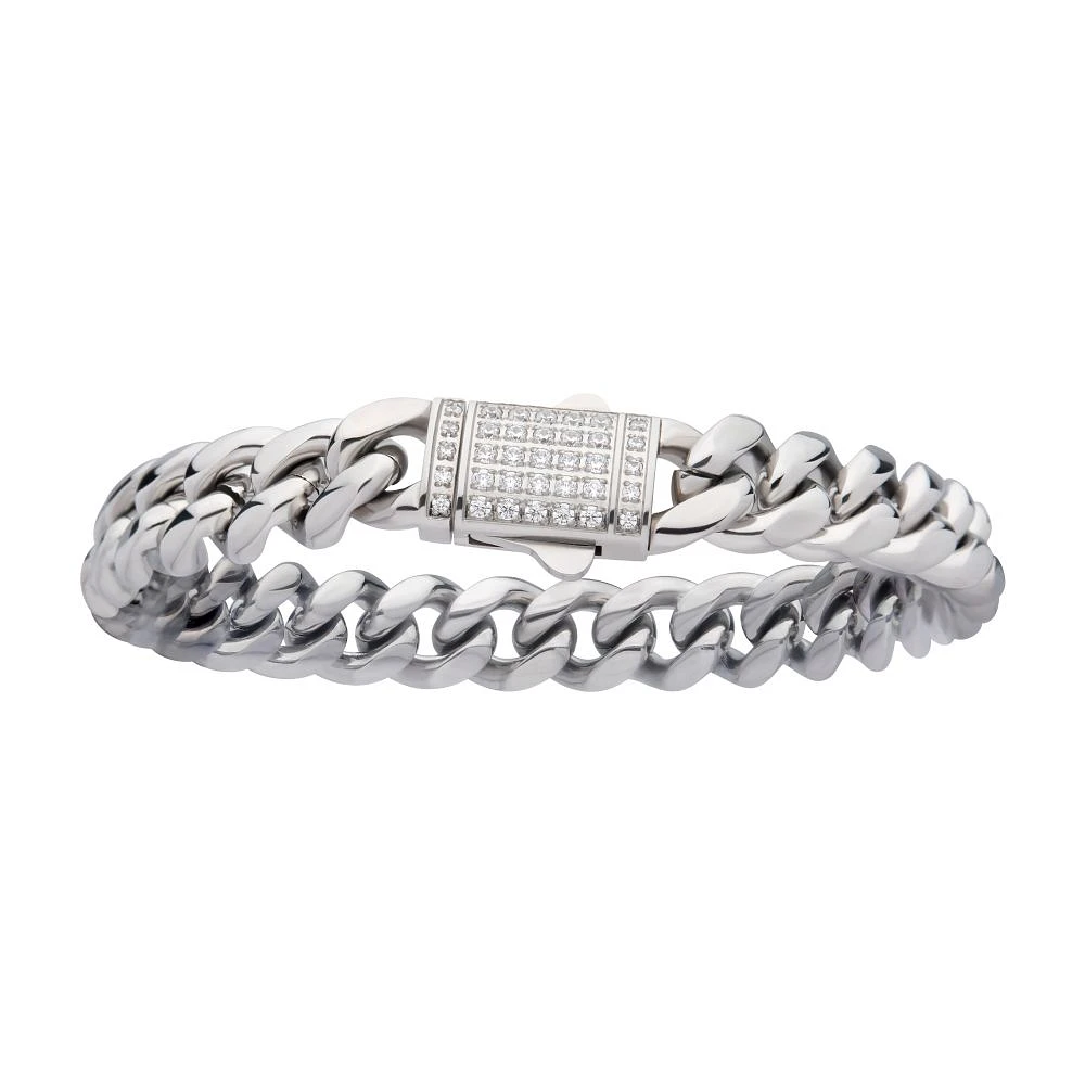 10mm Steel Chain Bracelet With CNC Precision Set CZ 8.5"