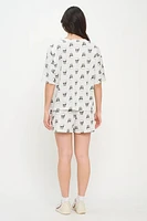 All Over Skull Print Relaxed Shorts