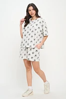 All Over Skull Print Relaxed Shorts