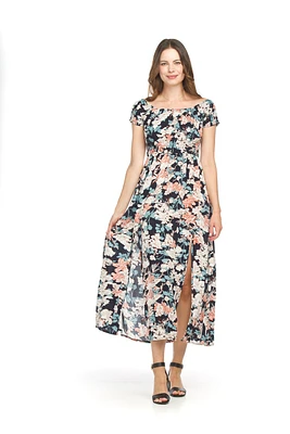 Floral Short Sleeve Smocked Dress