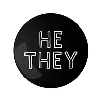 He They Pronoun Pin Black 1.25" Button Badge