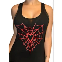 Heart Shaped Spider Web Racerback Tank Top