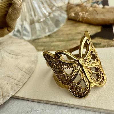 Yumi Butterfly Ring in Raw Brass