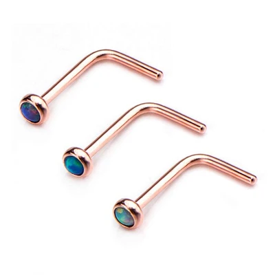20 g de PVD oro rosa en forma L con ópalo 2 mm