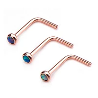20 g de PVD oro rosa en forma L con ópalo 2 mm